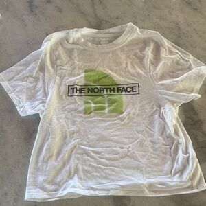 The North Face White and Green Logo Tee